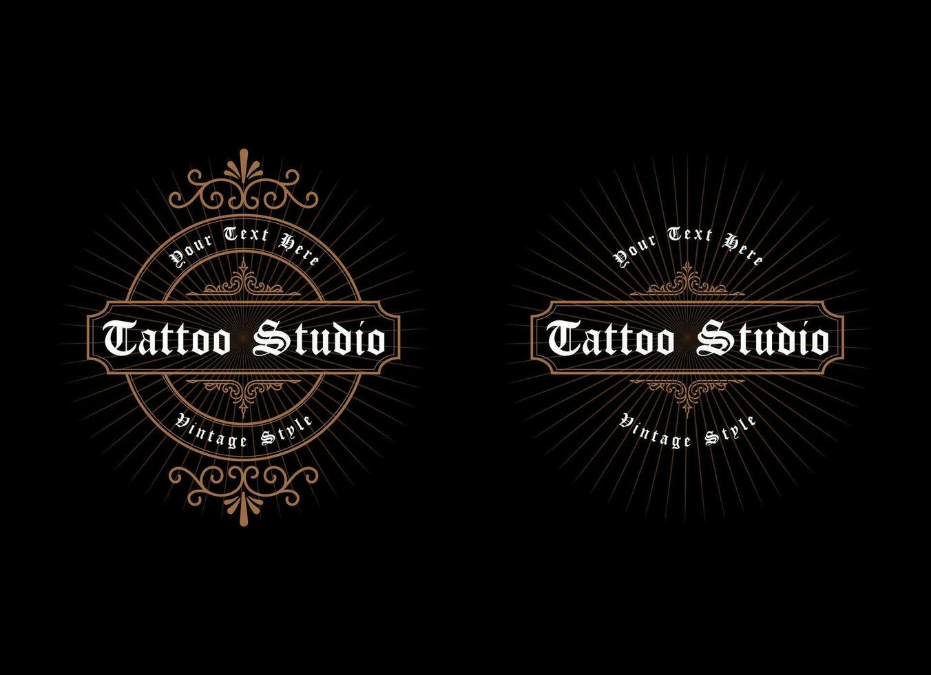 wijnoogst kader logo. antiek label. geschikt voor tatoeëren studio, kapper winkel, whisky label, wijn, bier, brouwen, salon, winkel, bewegwijzering. vector