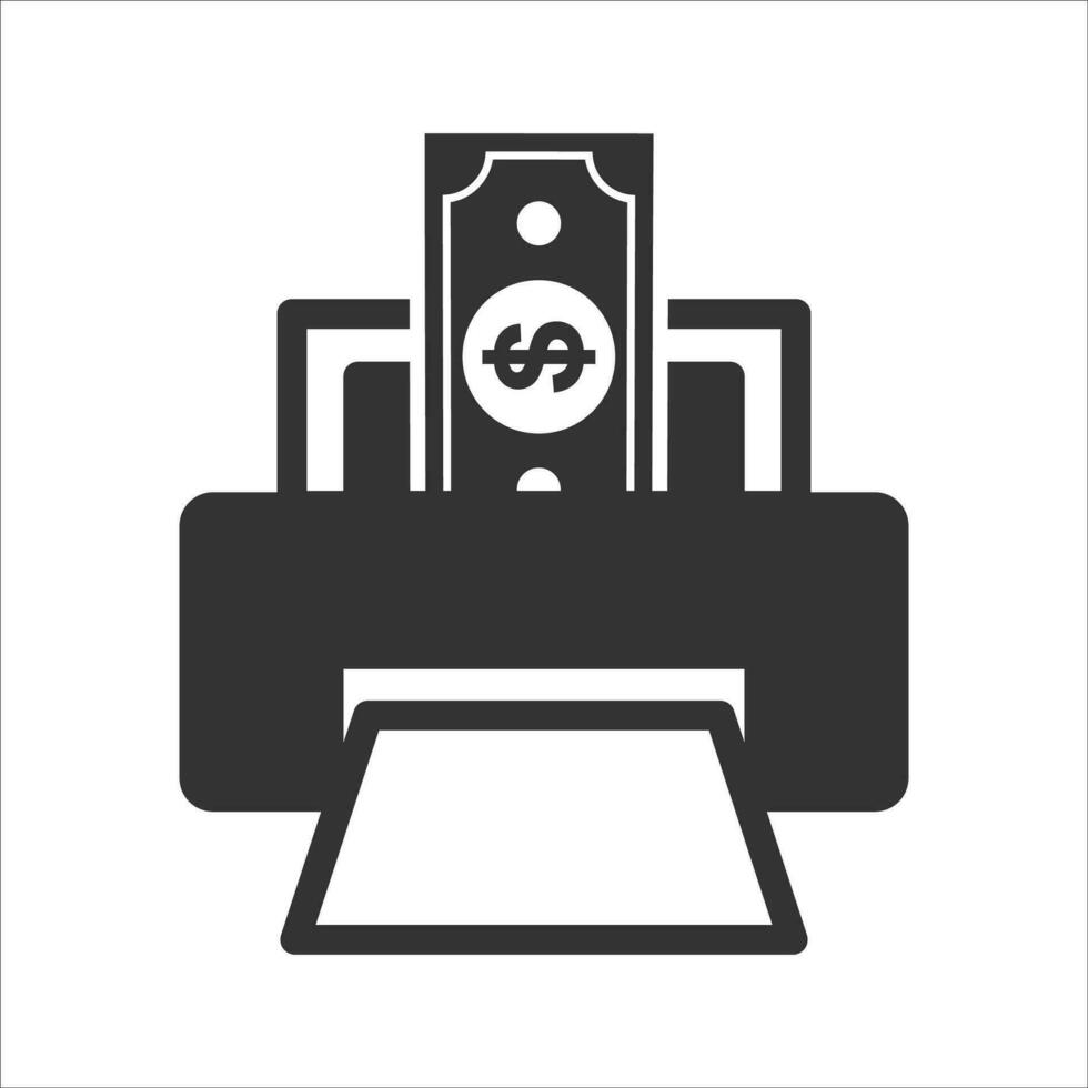 vector illustratie van geld printers icoon in donker kleur en wit achtergrond