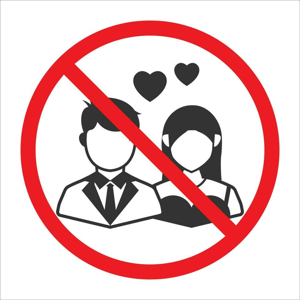 vector illustratie van verboden naar trouwen icoon in donker kleur en wit achtergrond