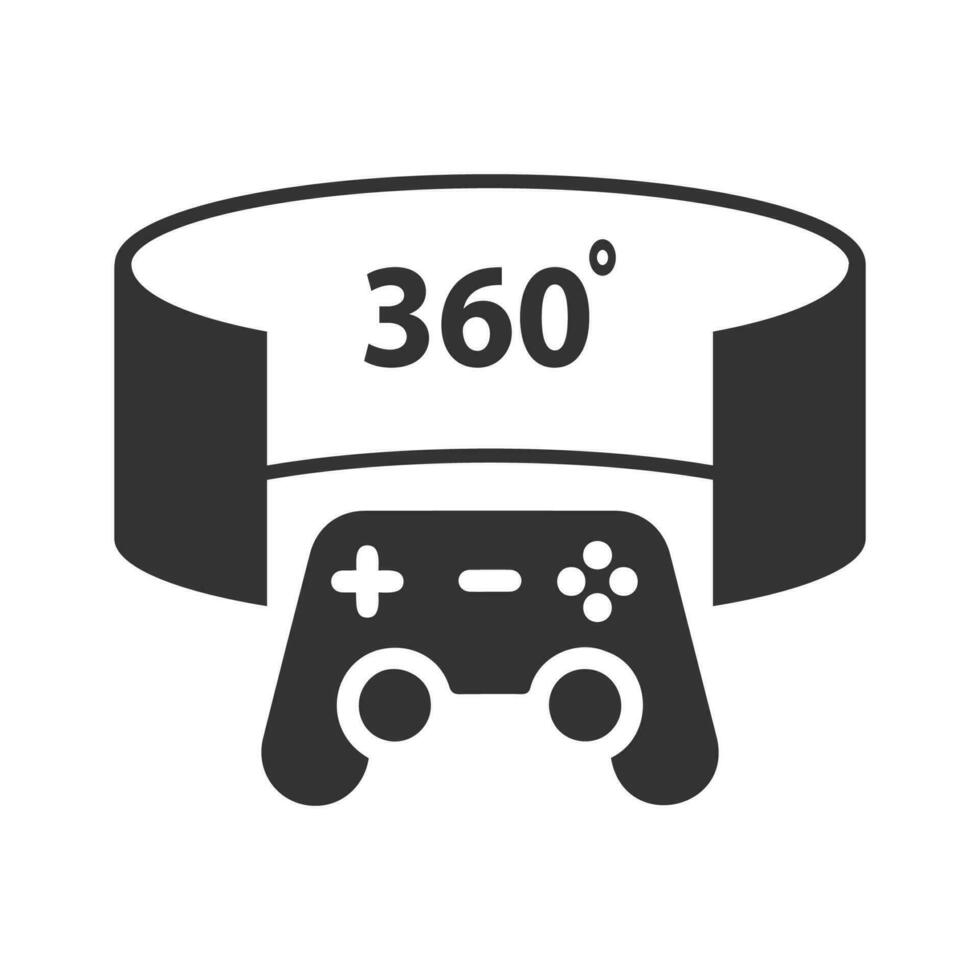 vector illustratie van 360 mate spellen icoon in donker kleur en wit achtergrond