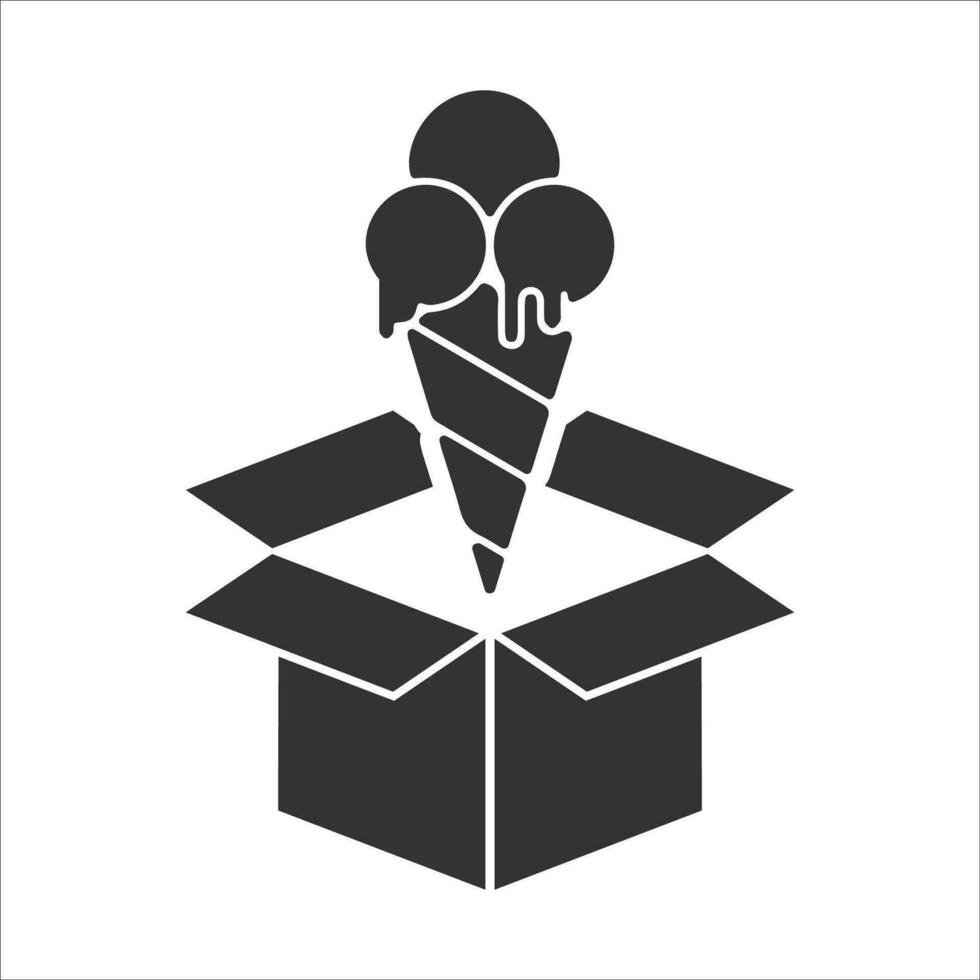 vector illustratie van ijs room doos icoon in donker kleur en wit achtergrond