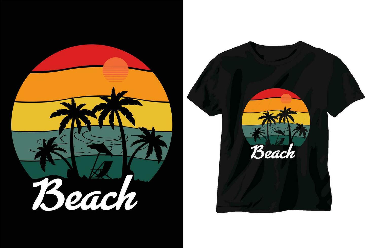 strand zomer t-shirt ontwerp, zomer strand t-shirt, zomer wijnoogst t-shirt ontwerp, vector