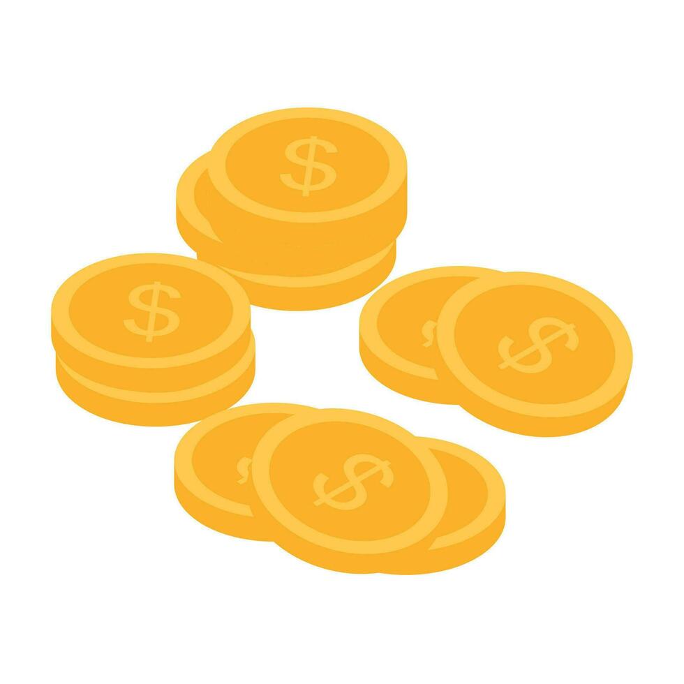 vector goud munt sticker, geld vector financiën clip art in vlak ontwerp