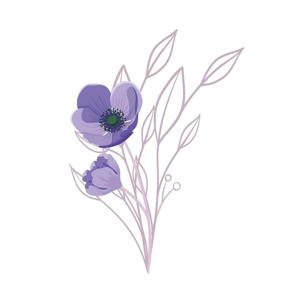vector gedetailleerd tekening van voorjaar iris bloemen en knoppen.