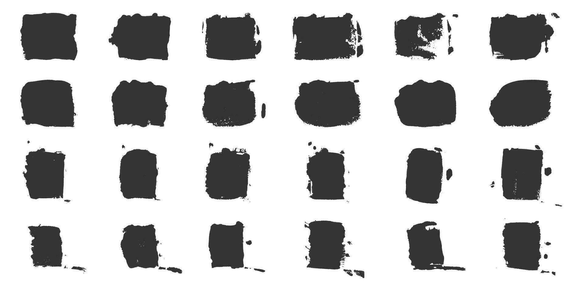 borstel grunge in plein vorm geven aan. zwart sjabloon achtergrond verzameling. inkt rechthoek, penseel ruw textuur. penseelstreek met abstract grens. abstract grafisch element. geïsoleerd vector illustratie.