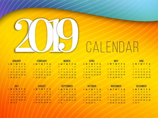 Modern nieuw jaar 2019 kalender ontwerpsjabloon vector