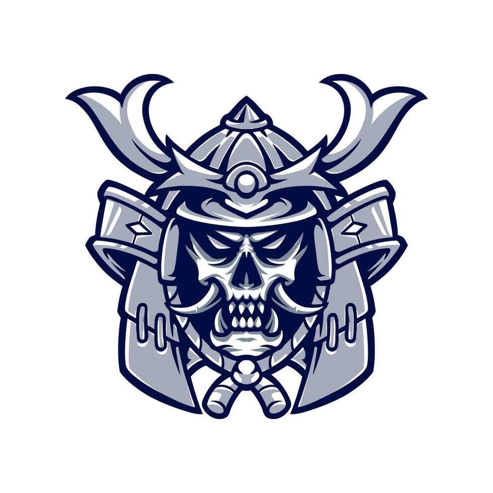 samurai schedel hoofd logo ontwerp voor mascotte sport of esport gaming team vector