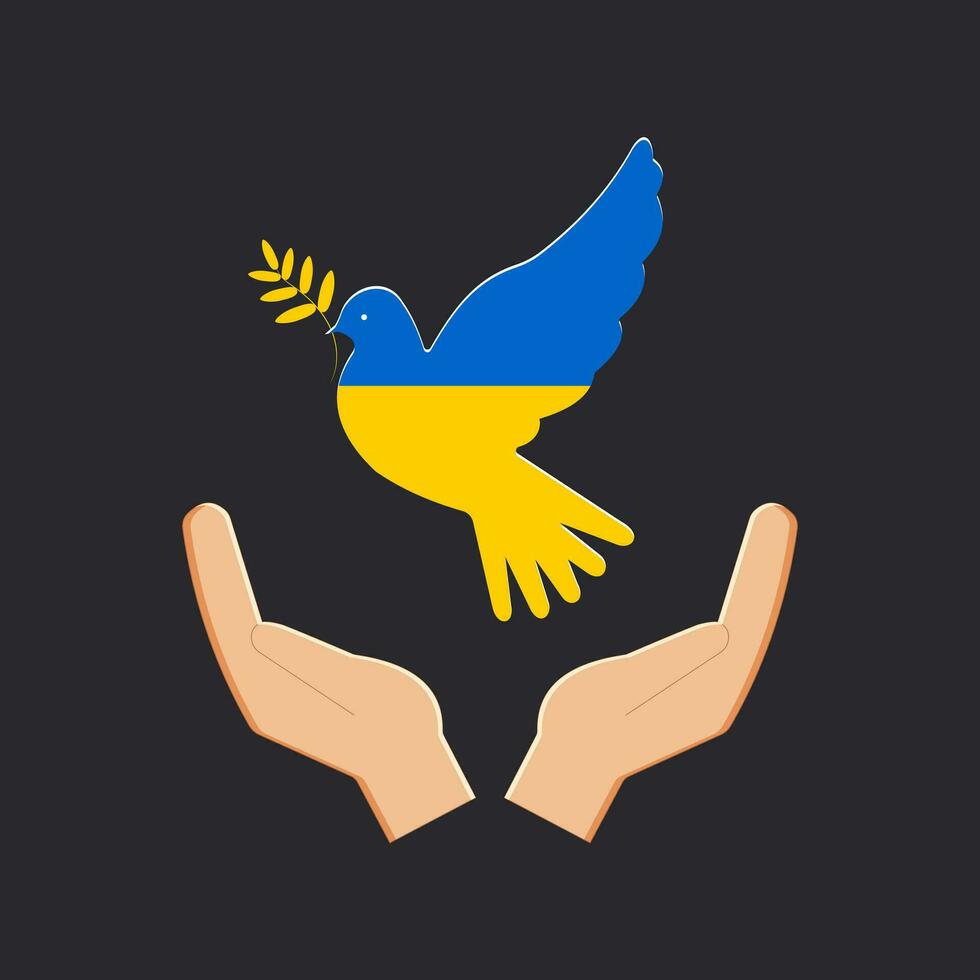 duif van vrede in de kleuren van de vlag van Oekraïne geïsoleerd Aan een zwart achtergrond. vector. vector