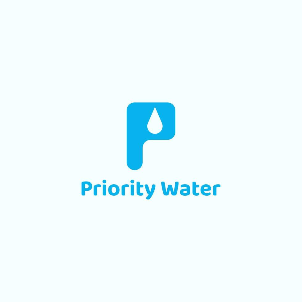 p brief logo met water laten vallen negatief ruimte. vector