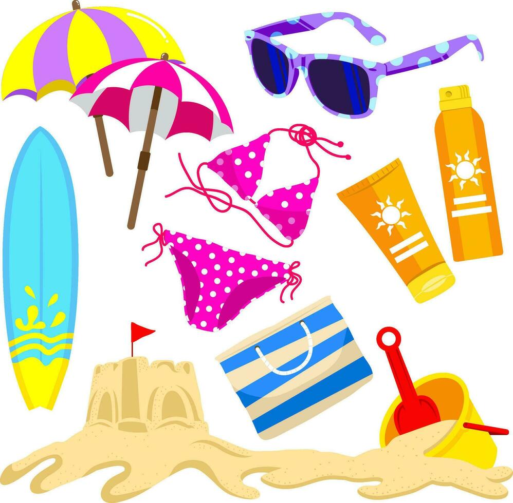 vlak ontwerp zomer clip art collecties 02 vector