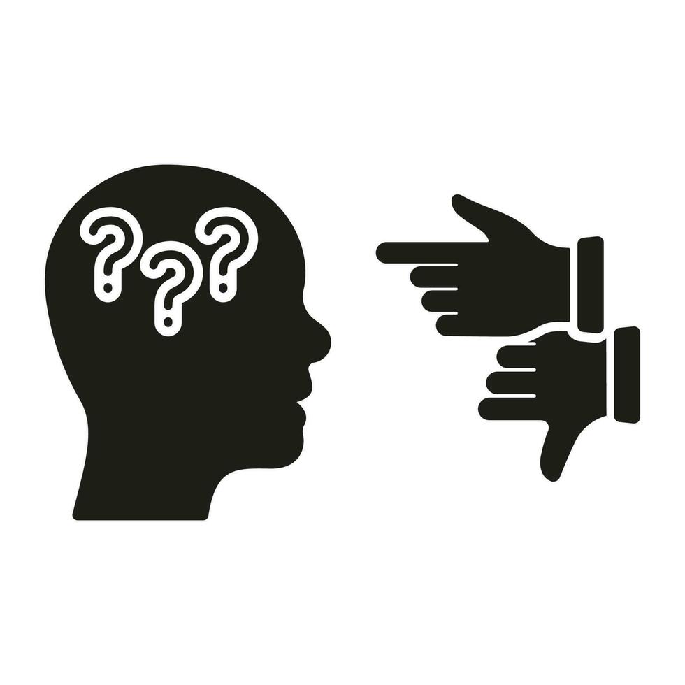 kritiek silhouet icoon. gefrustreerd menselijk, boos zweer en klagen glyph pictogram. criticus denken solide teken. intellectueel werkwijze, kritiek recensie symbool. geïsoleerd vector illustratie.