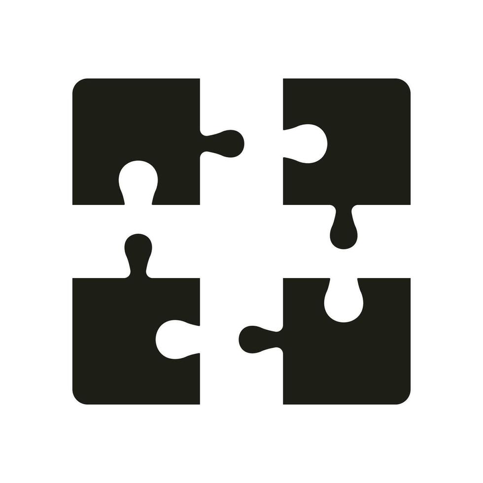 plein puzzel uitdaging, spel, idee, samenspel glyph pictogram. decoupeerzaag stukken bij elkaar passen silhouet icoon. combinatie en logica oplossing solide teken. geïsoleerd vector illustratie.