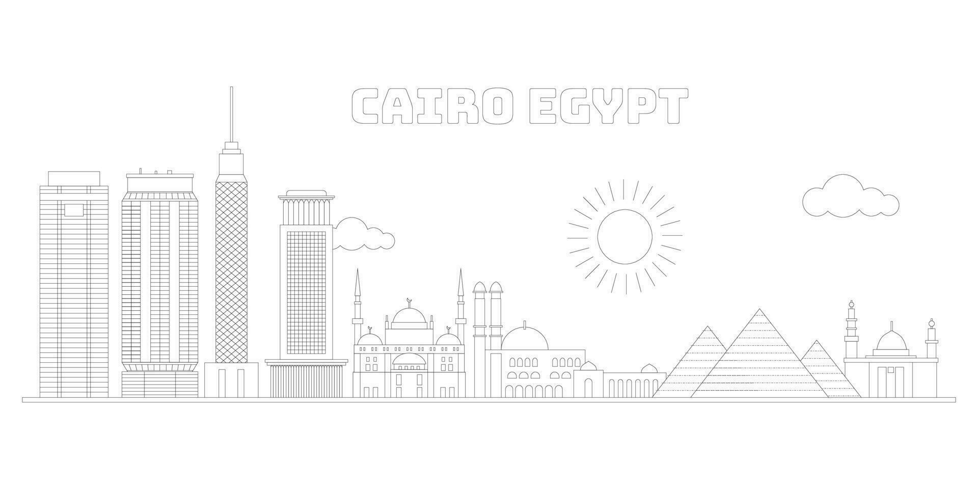 Cairo Egypte stadsgezicht horizon schetsen illustratie vector. vector