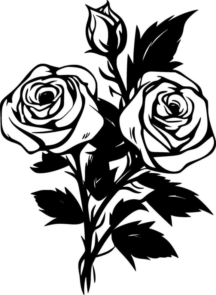 rozen, zwart en wit vector illustratie