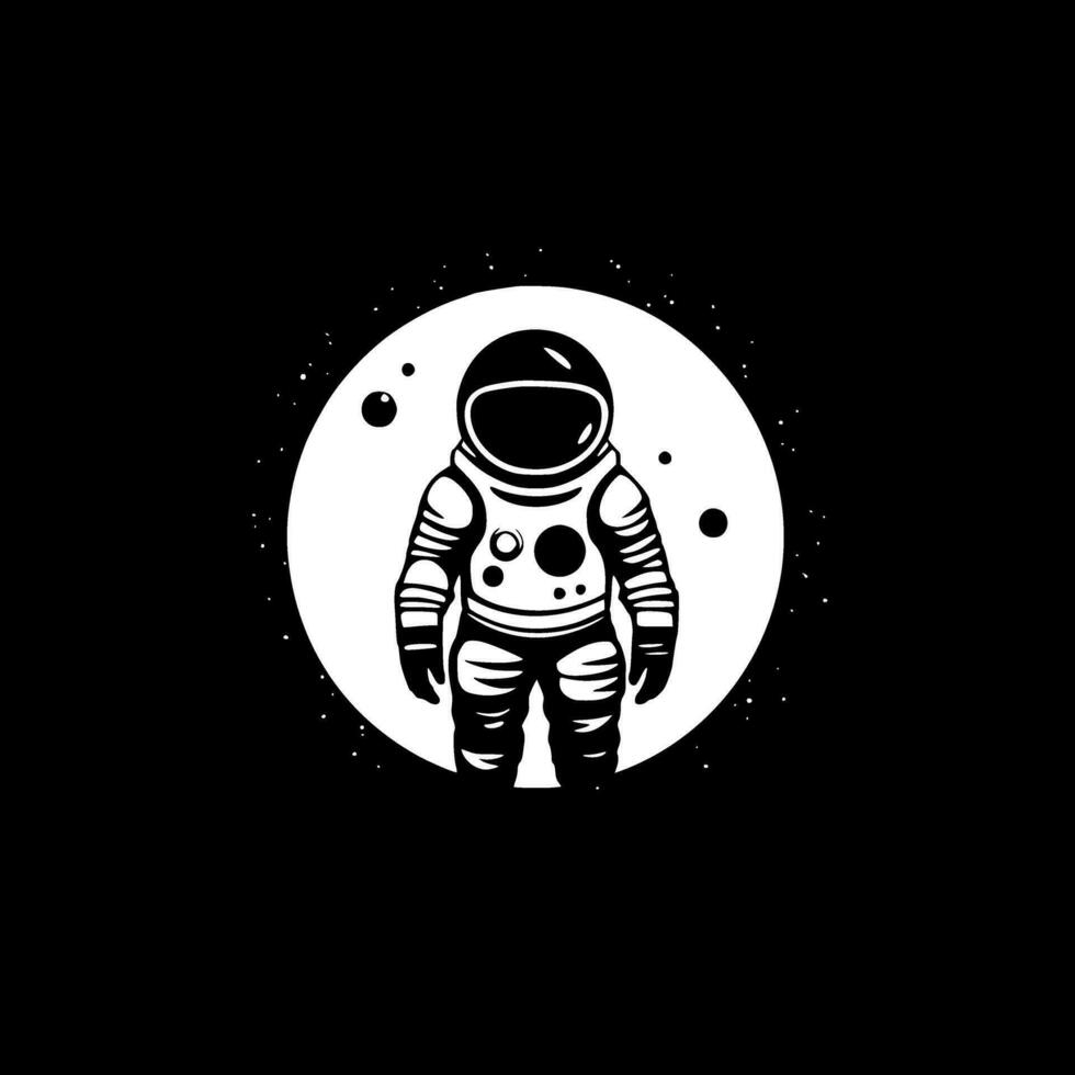 astronaut - zwart en wit geïsoleerd icoon - vector illustratie