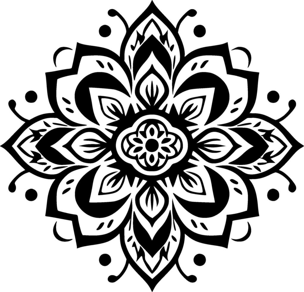 mandala - zwart en wit geïsoleerd icoon - vector illustratie