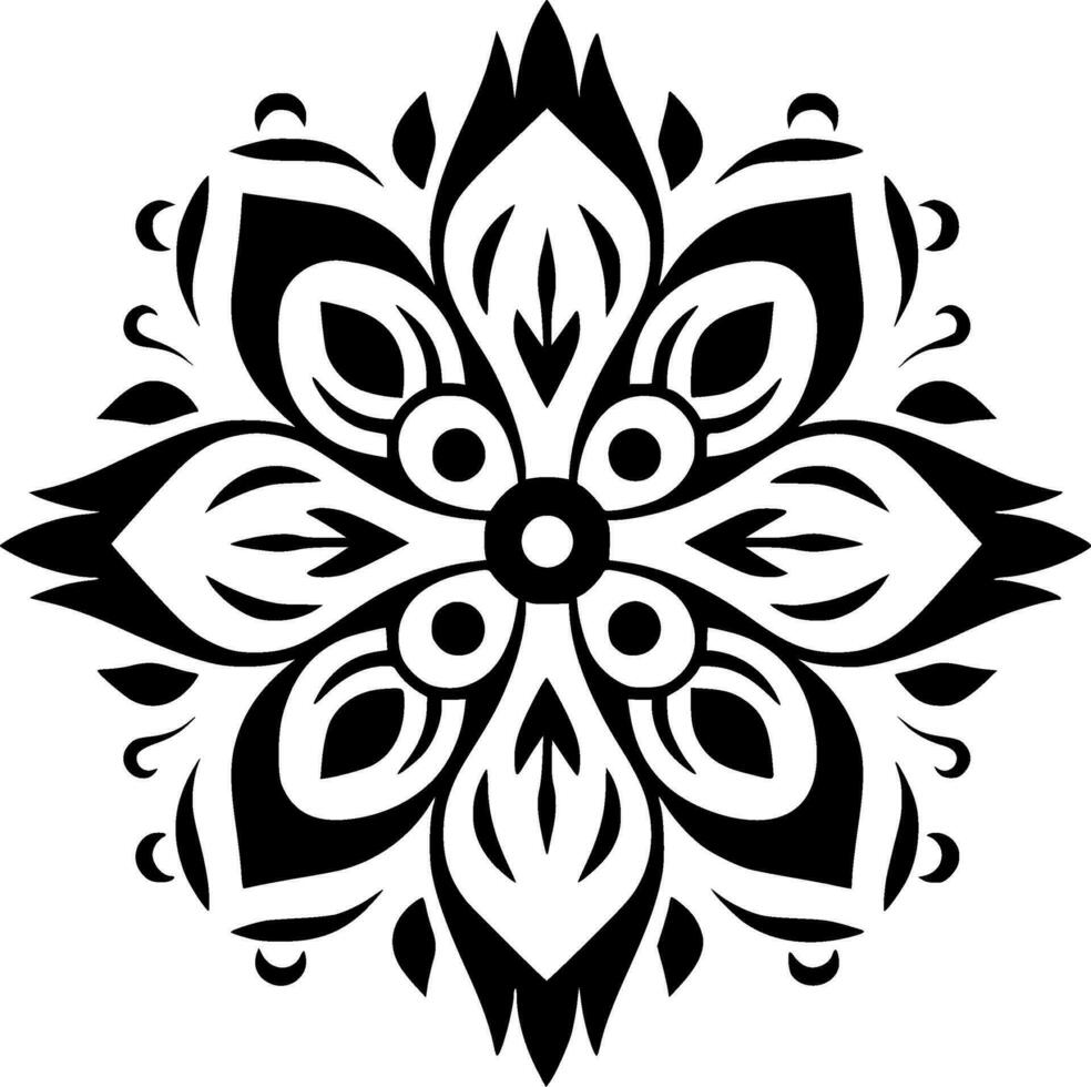 mandala - zwart en wit geïsoleerd icoon - vector illustratie