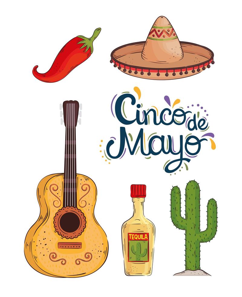 cinco de mayo viering belettering kaart vector