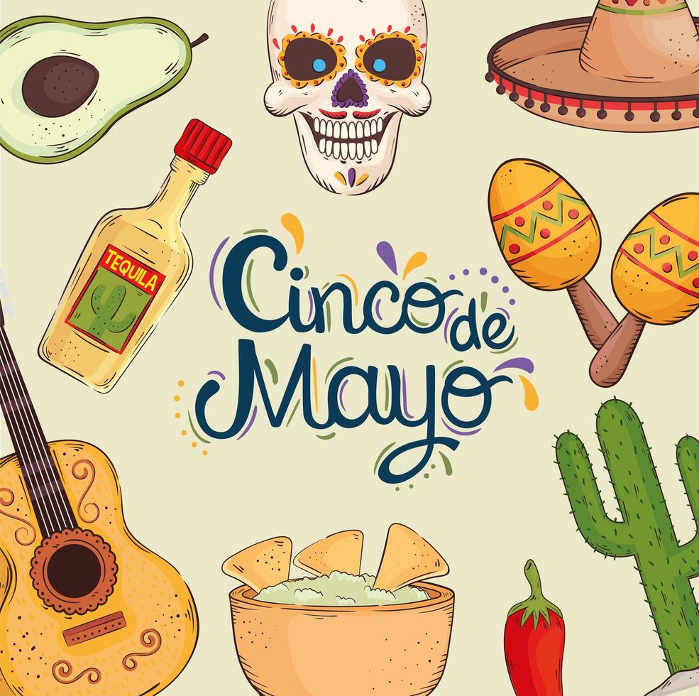 cinco de mayo viering belettering vector