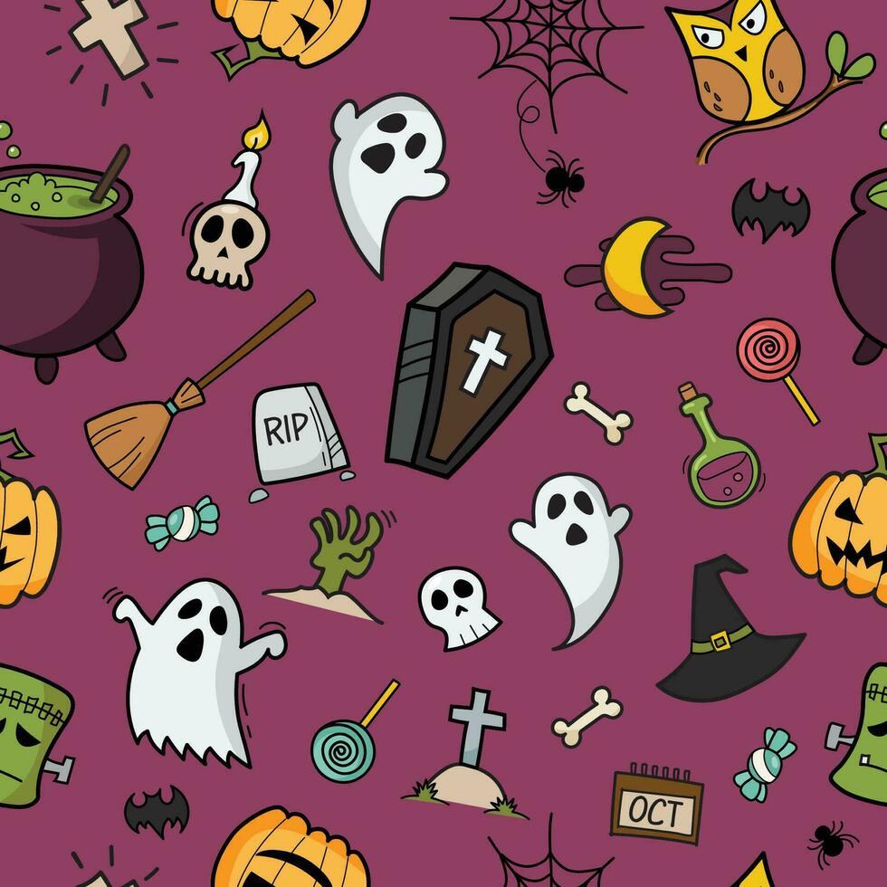 halloween elementen naadloos patroon vector