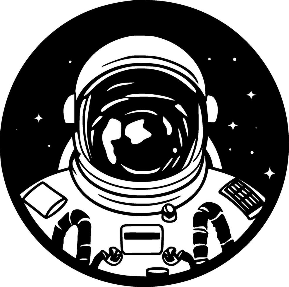 astronaut, zwart en wit vector illustratie