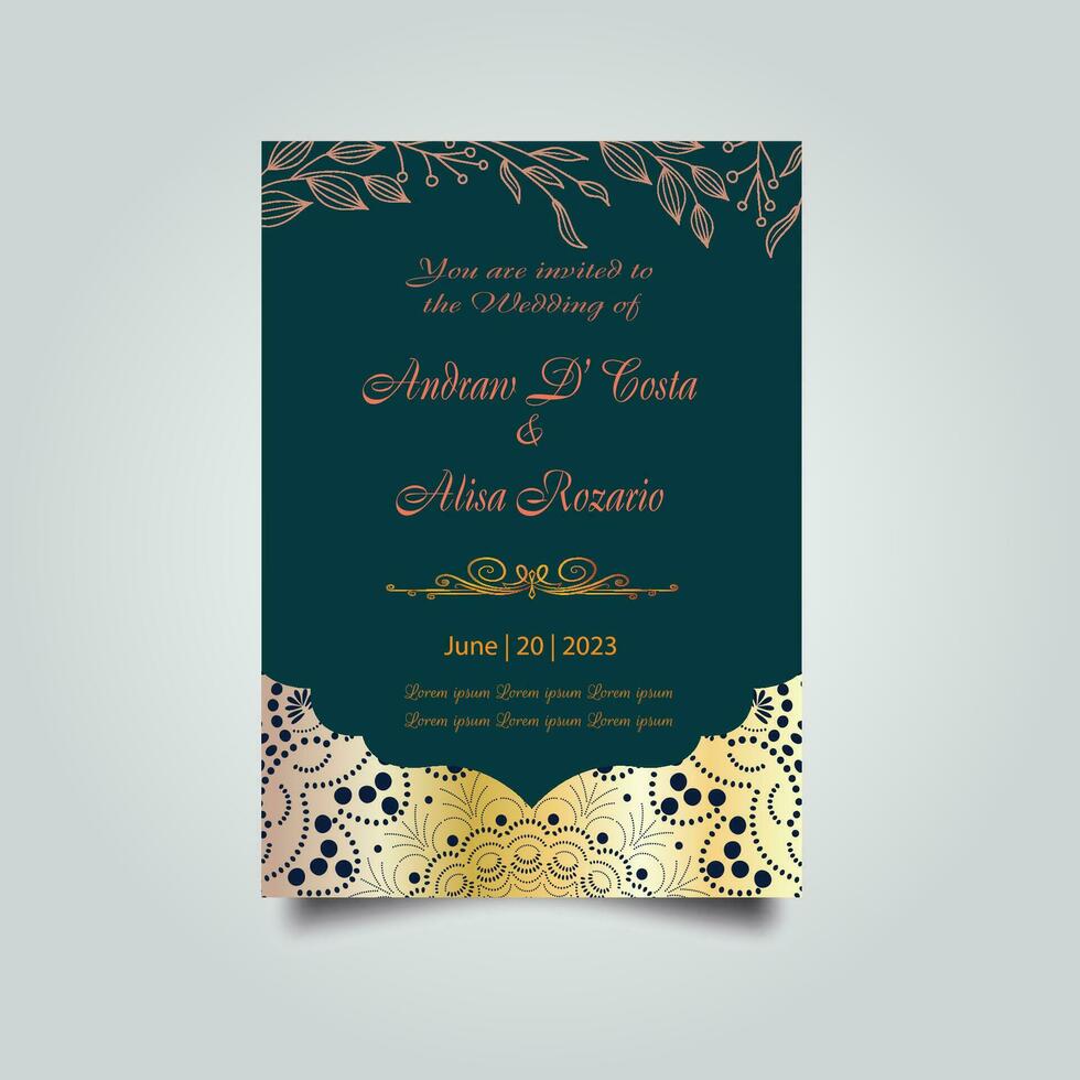 luxe bruiloft uitnodiging kaart ontwerp set. luxe wijnoogst gouden vector uitnodiging kaart sjabloon