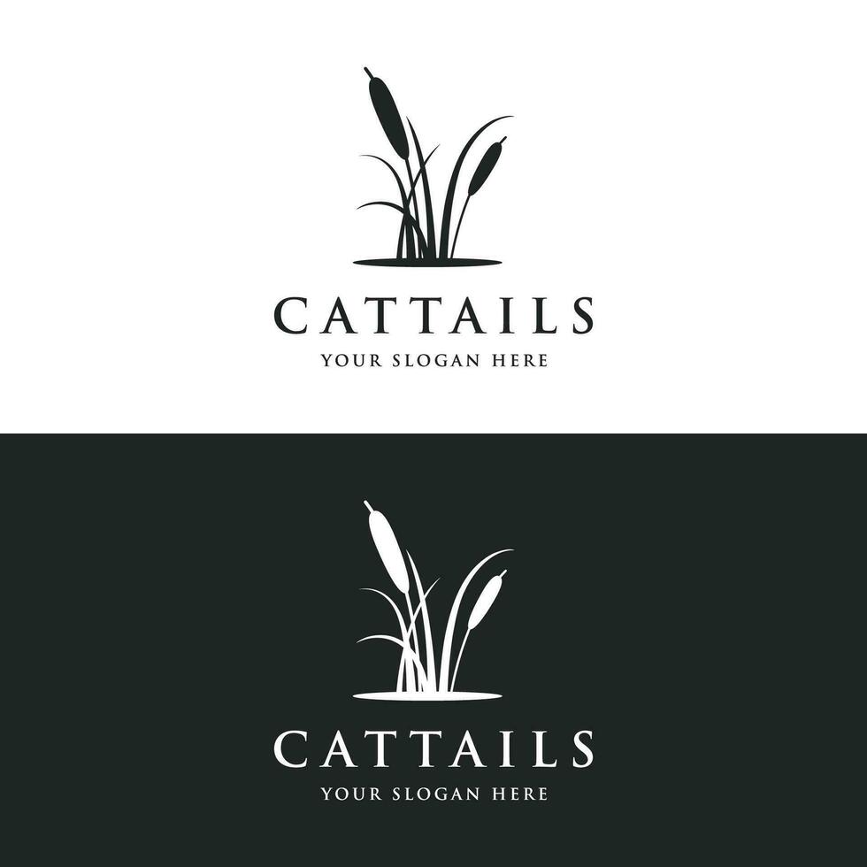 cattails of riet rivier- gras fabriek logo sjabloon ontwerp premie kwaliteit. vector