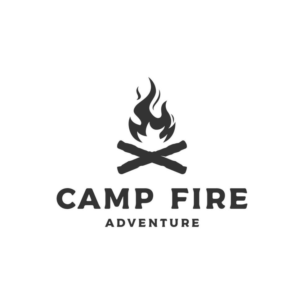 hipster wijnoogst vreugdevuur logo ontwerp. logo voor camping, avontuur dieren in het wild, kampvuur. vector