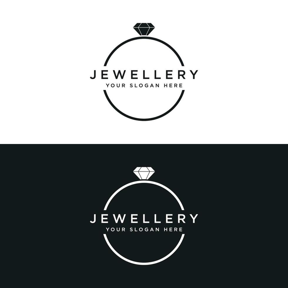 luxe wijnoogst sieraden logo sjabloon ontwerp met creatief idee met abstract ring vorm geven aan. logo voor sieraden winkel, bedrijf, bedrijf, mode. vector