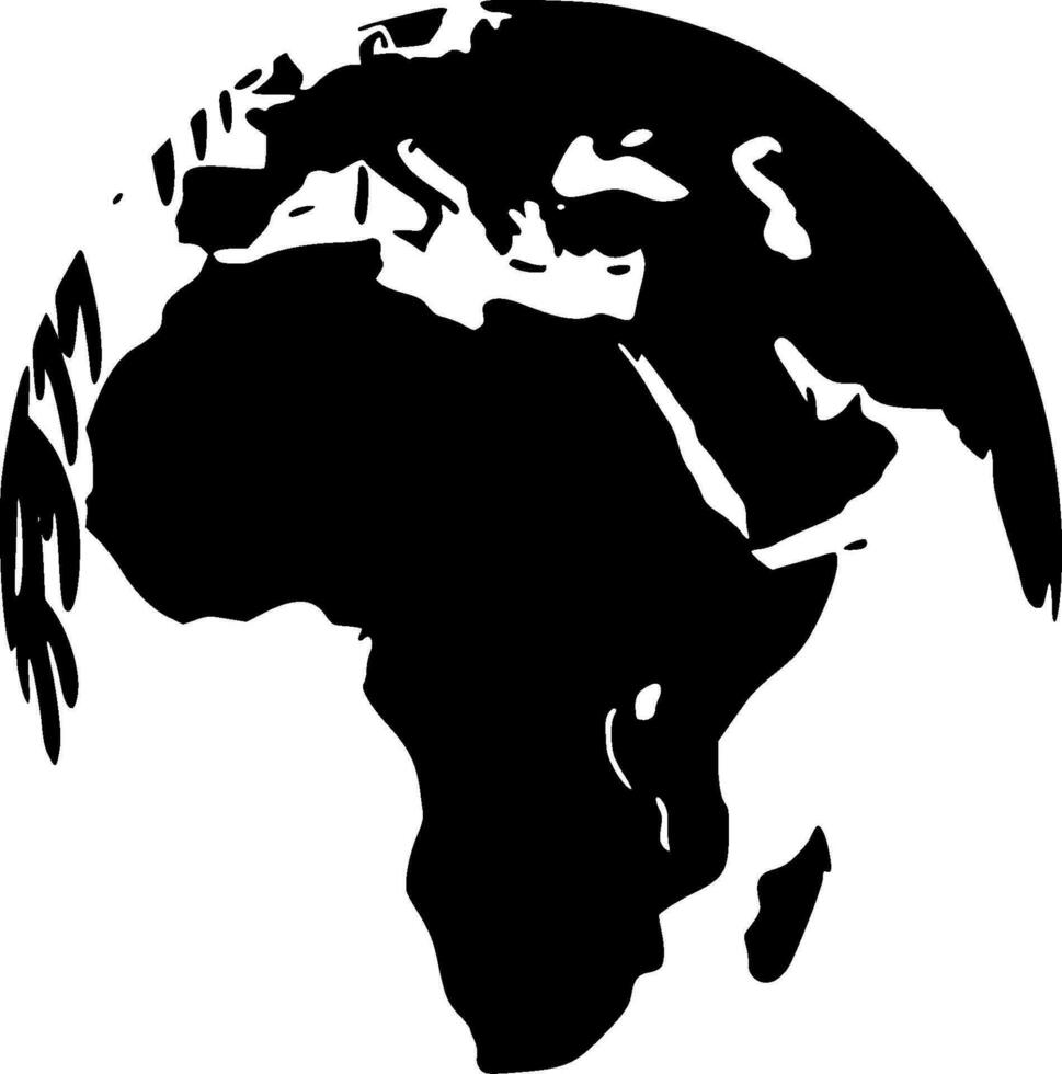 Afrika - zwart en wit geïsoleerd icoon - vector illustratie