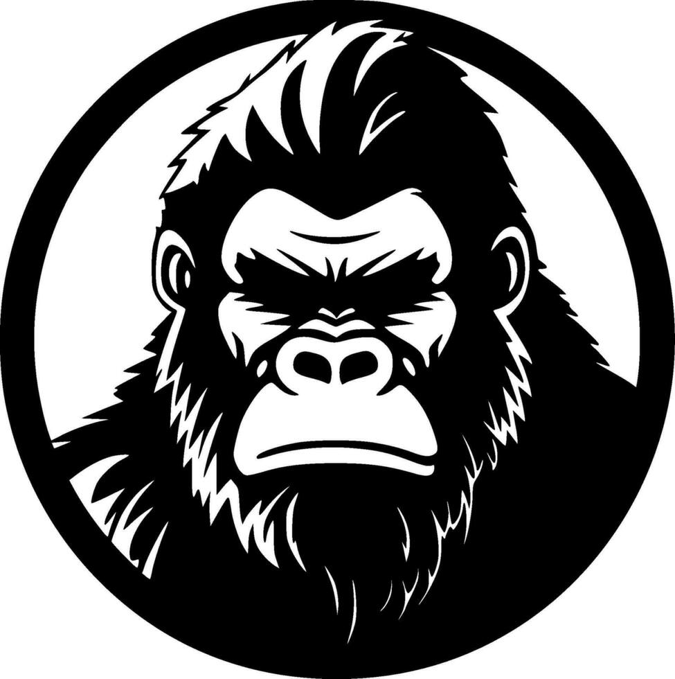 gorilla - zwart en wit geïsoleerd icoon - vector illustratie