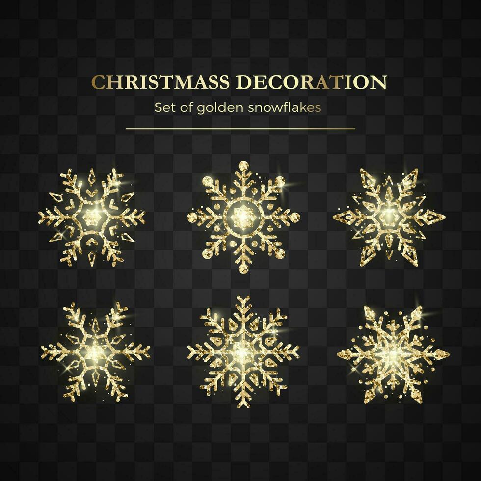 gouden sneeuwvlok. Kerstmis decoratie element. glimmend goud luxe vlok. vector illustratie