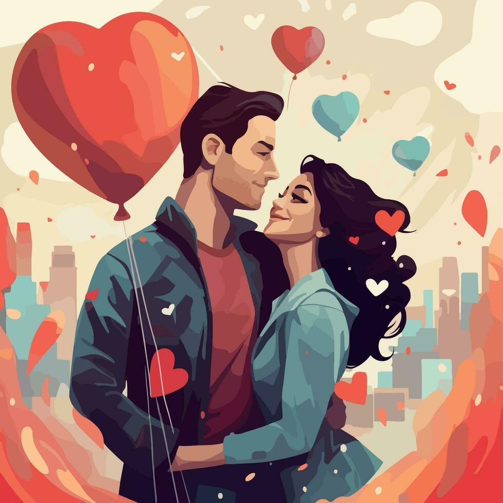 een paar in liefde Valentijnsdag dag speciaal vlak vector illustratie