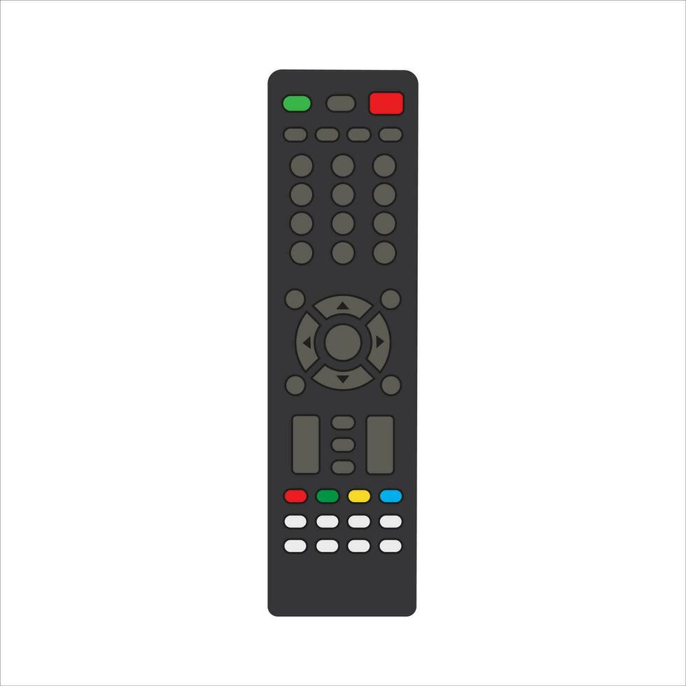 TV afgelegen controle apparaat geïsoleerd Aan wit achtergrond televisie technologie kanaal surfing uitrusting met icoon toetsen technologie telecommunicatieverbinding toetsenbord. vector illustratie.