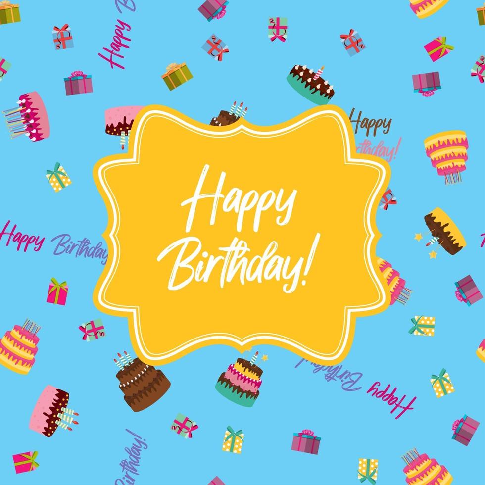 leuke gelukkige verjaardagsachtergrond met cakepictogram en kaarsen. ontwerpelement voor uitnodiging voor feest, felicitatie. vector illustratie eps10