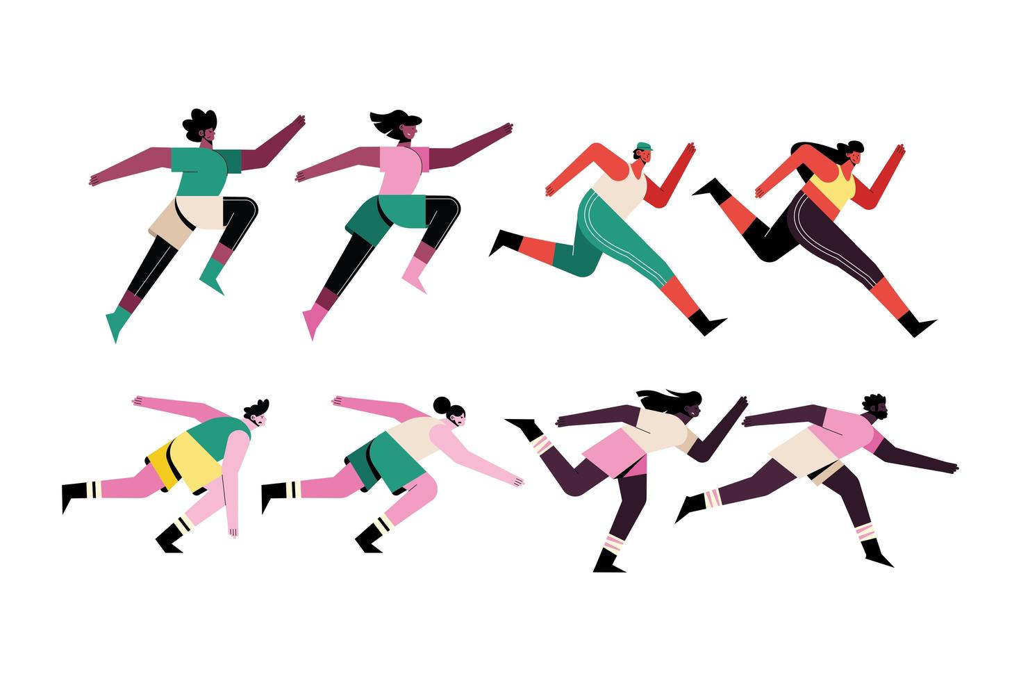 bundel van acht runners-personages vector