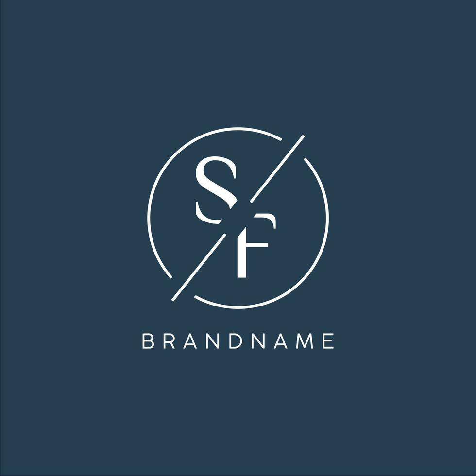 eerste brief sf logo monogram met cirkel lijn stijl vector