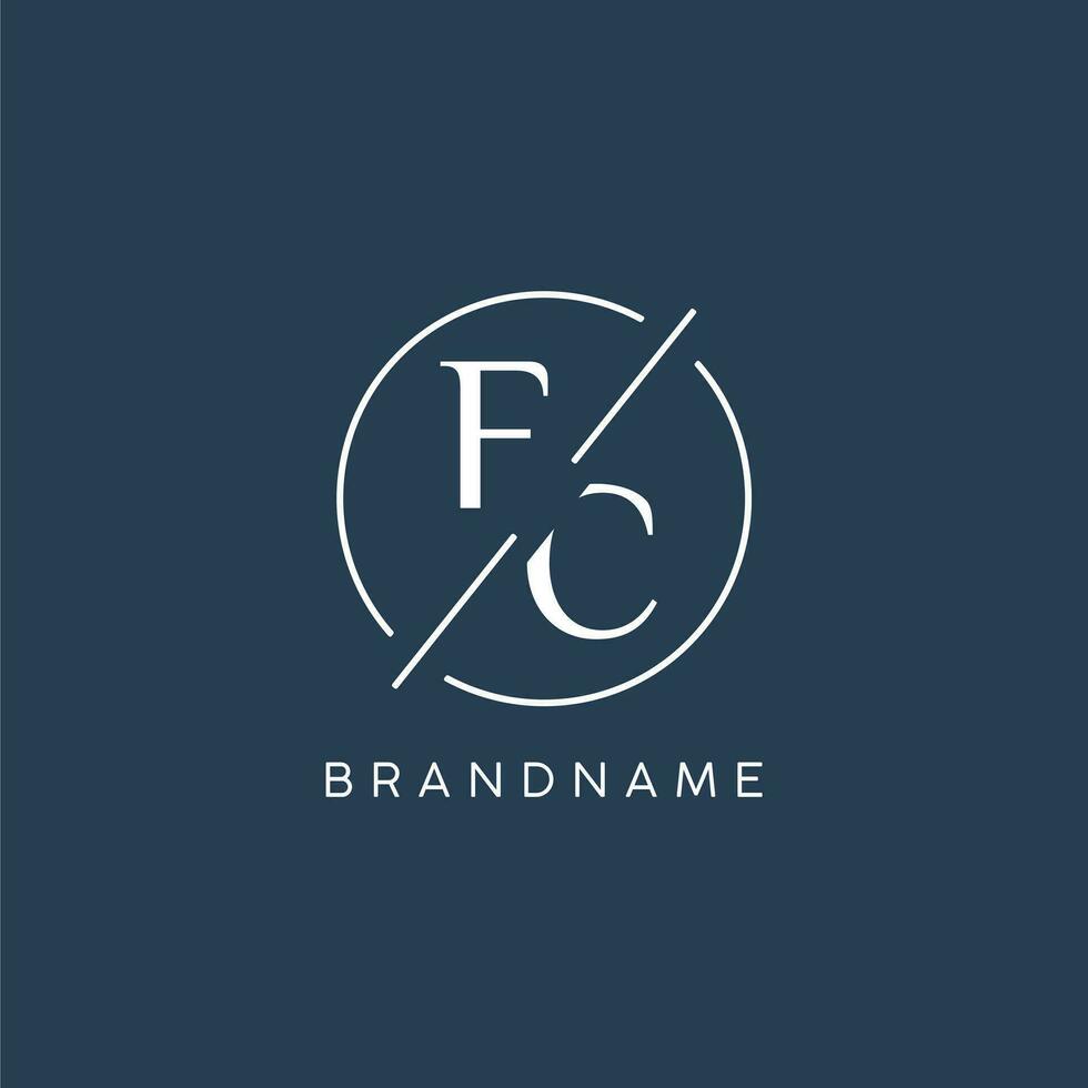 eerste brief fc logo monogram met cirkel lijn stijl vector