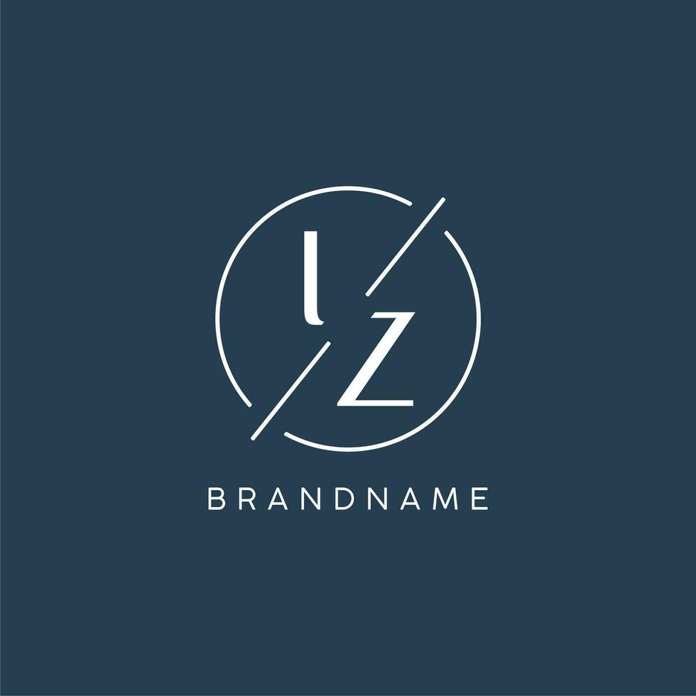 eerste brief iz logo monogram met cirkel lijn stijl vector