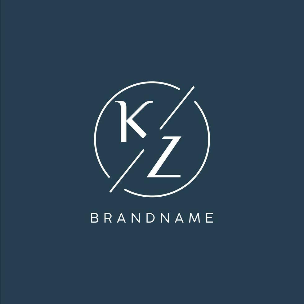 eerste brief kzo logo monogram met cirkel lijn stijl vector