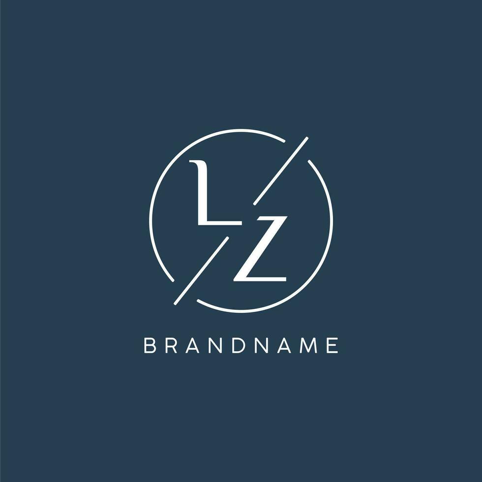 eerste brief lz logo monogram met cirkel lijn stijl vector
