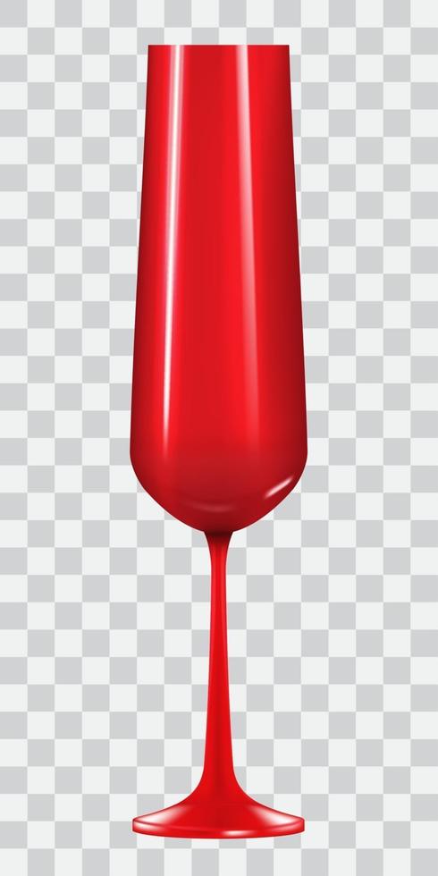 rood 3d realistisch champagneglas dat op transparantrachtergrond wordt geïsoleerd. ontwerpelement. vector illustratie eps10
