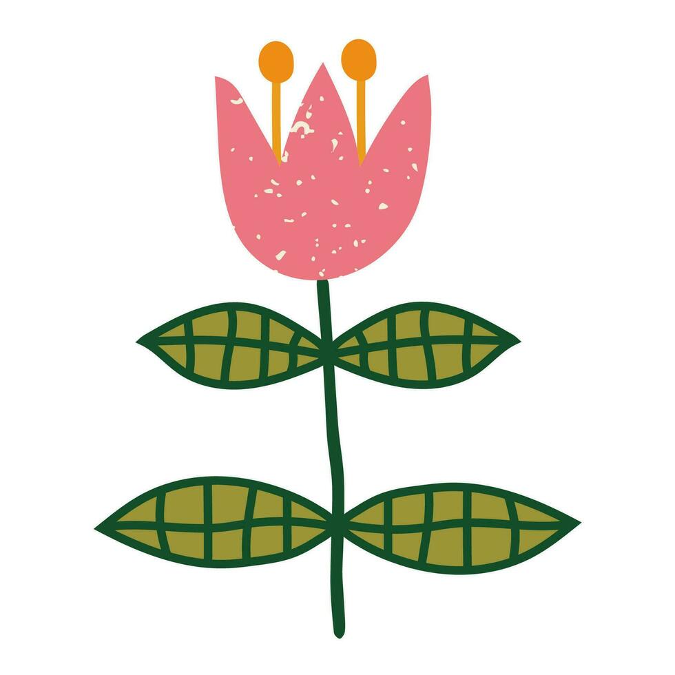 decoratief bloem in ethno stijl. gemakkelijk decoratief element. roze tulp in Scandinavisch stijl vector