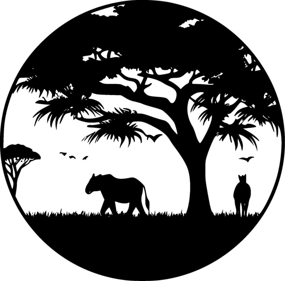 Afrika, minimalistische en gemakkelijk silhouet - vector illustratie