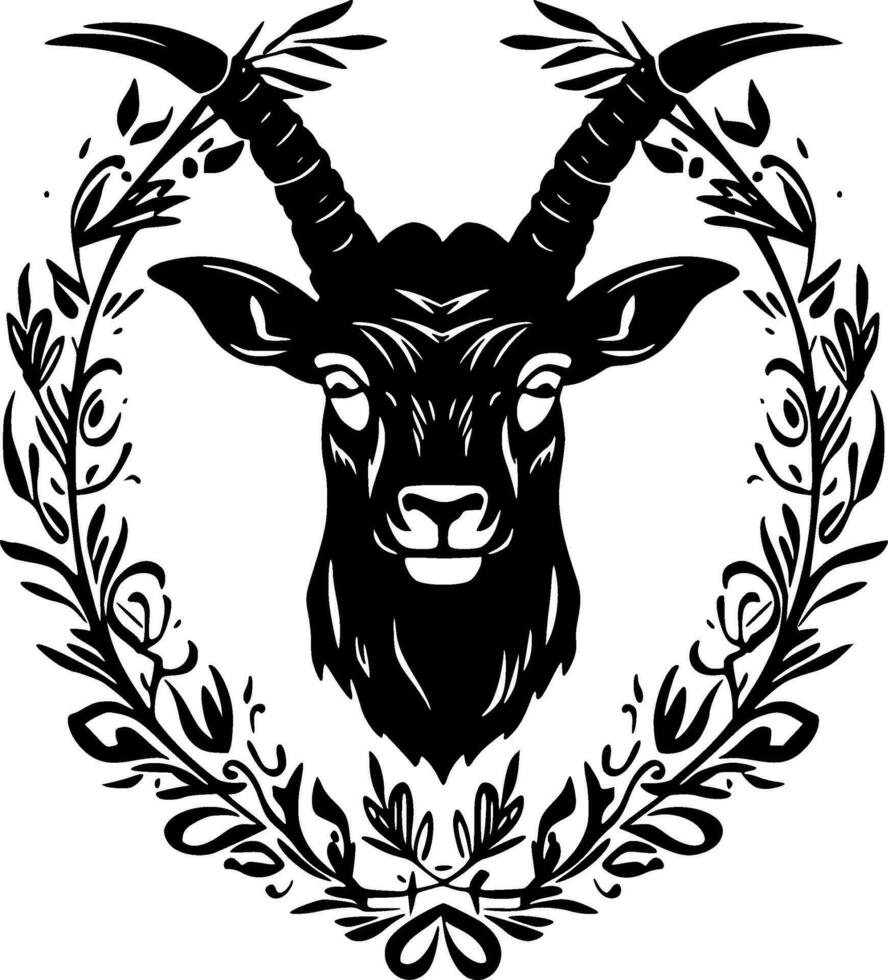 geit, zwart en wit vector illustratie