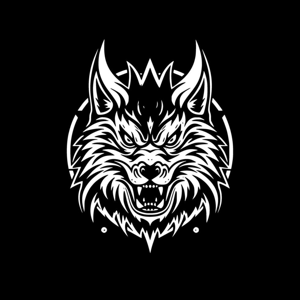 wolf, zwart en wit vector illustratie