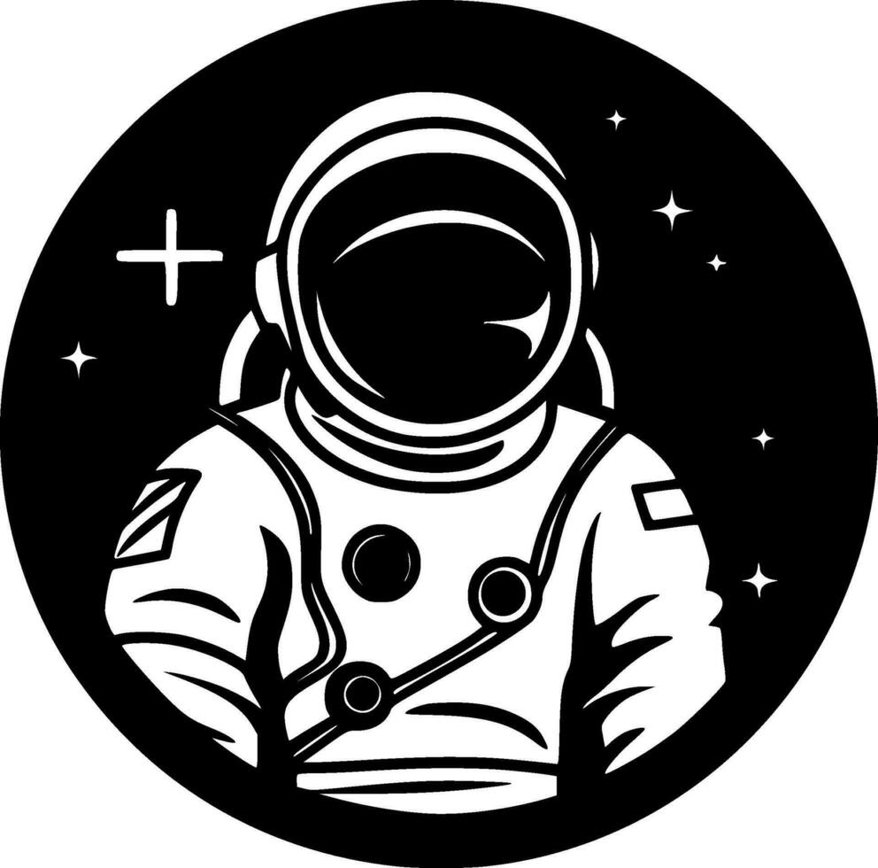 astronaut, zwart en wit vector illustratie