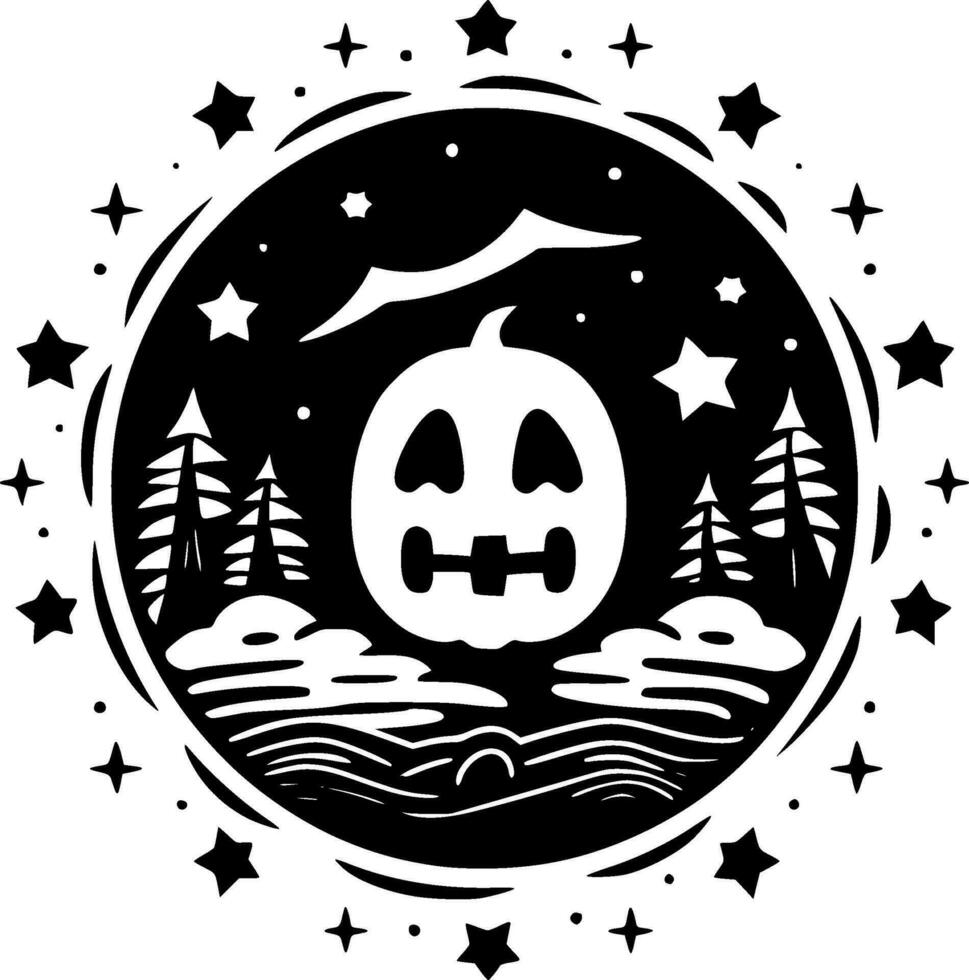 hallowe'en - zwart en wit geïsoleerd icoon - vector illustratie