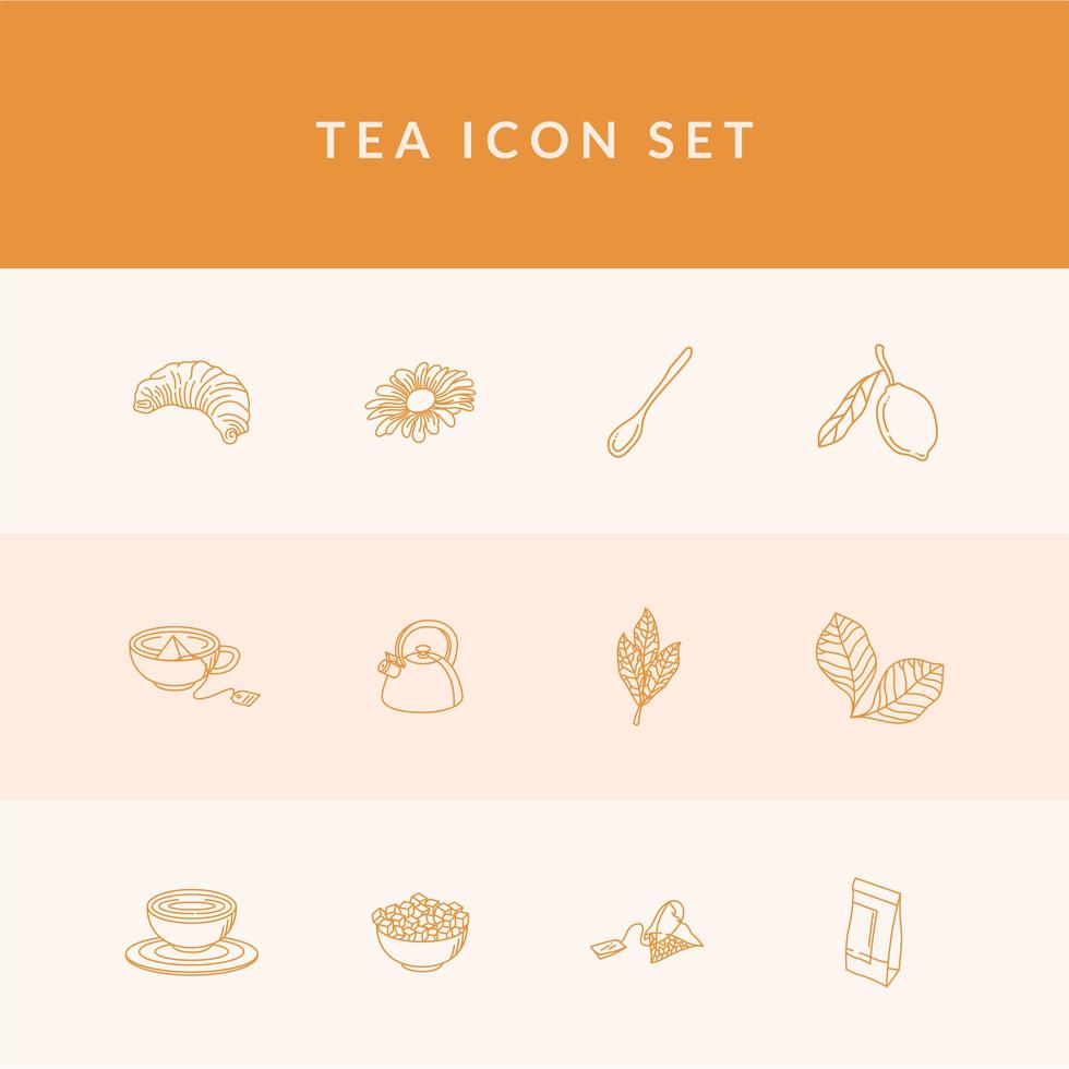 thee lijn stijl 12 icon set vector design