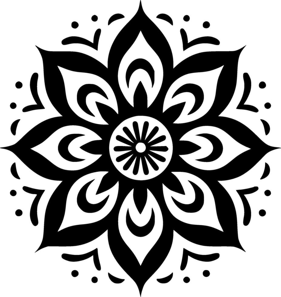 mandala - zwart en wit geïsoleerd icoon - vector illustratie